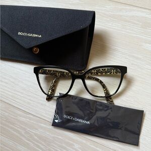 Dolce & Gabbana Black and Gold Cat-Eye Glasses